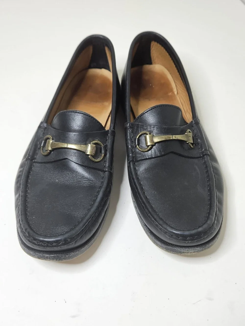 Velasca Verserat Horsebit Loafers Leather Shoes Black Men's 8.5 Made In Italy